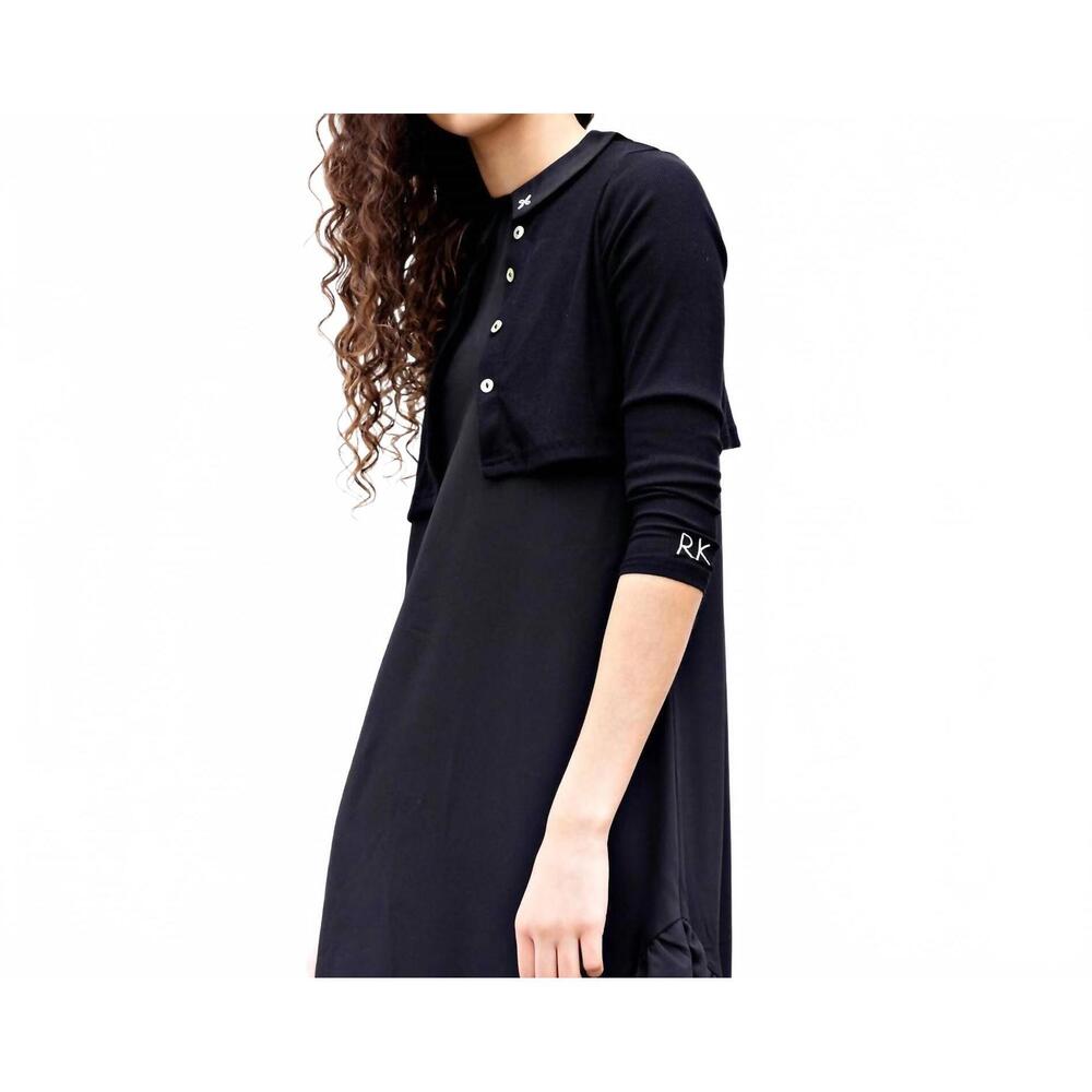 NEW RETROKID girls ribbed cropped cardigan in black
